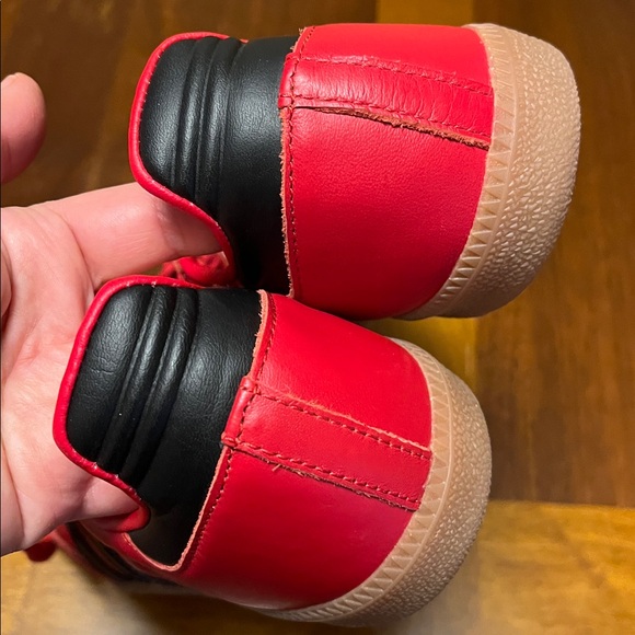 Adidas Red and Black Men's Sneakers, man 8.5, woman about 10, red leather, suede - Picture 4 of 12